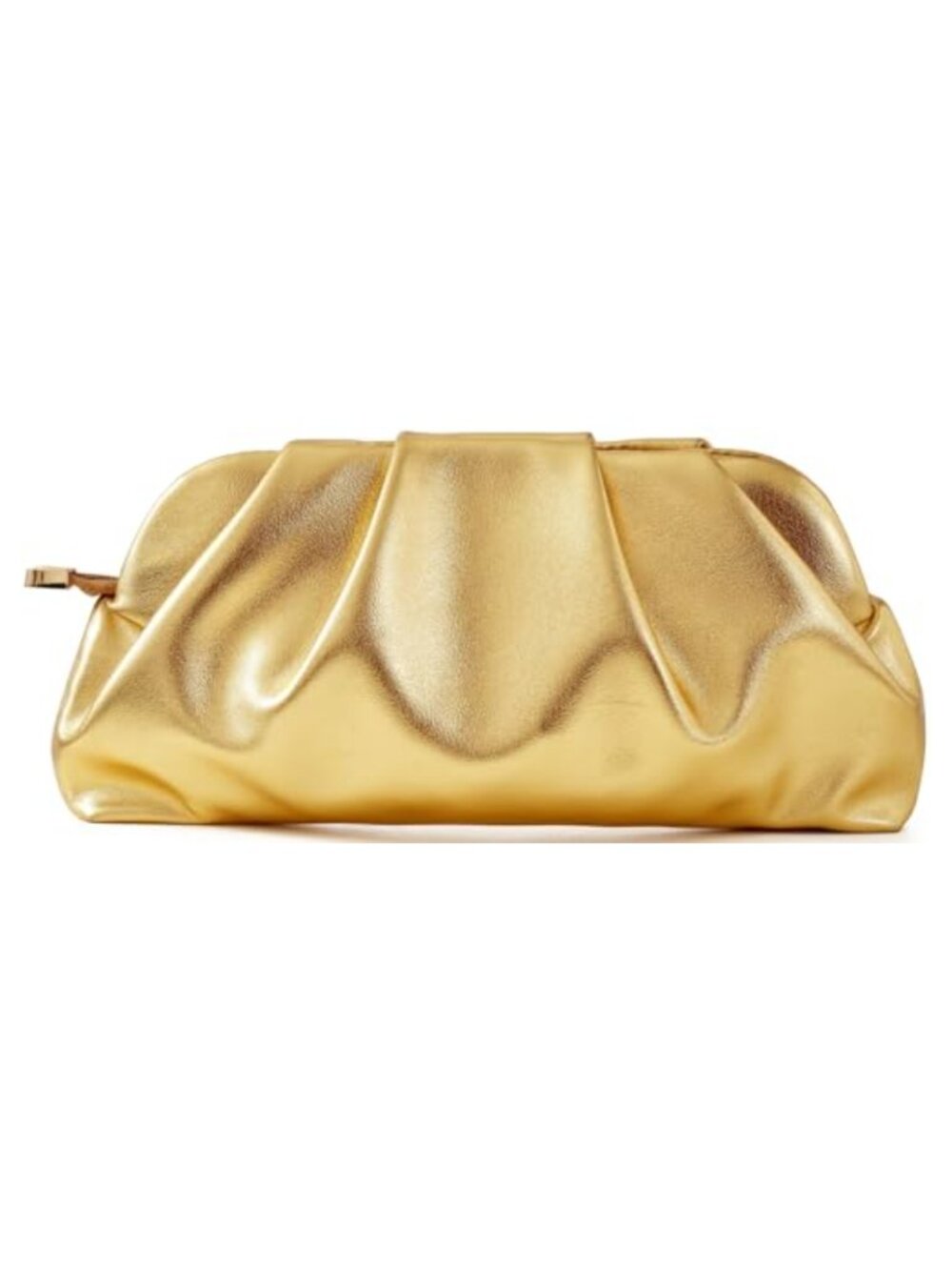 Ruched Clutch Purse Detachable Metal Chain Crossbody Evening Bag